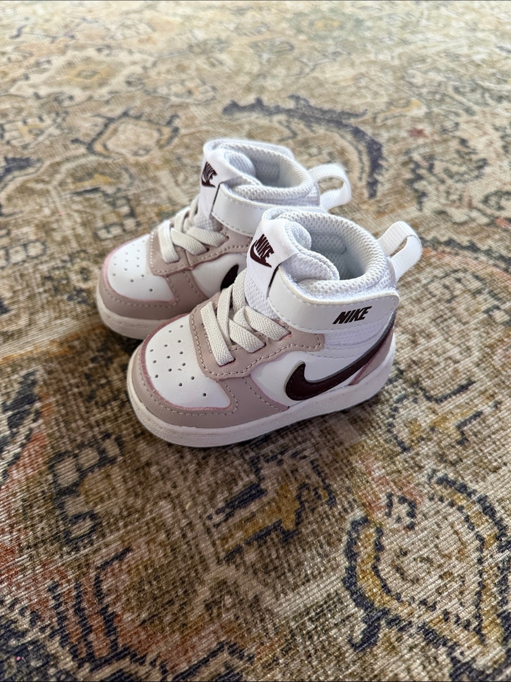Baby Nike Court Borough Mid Platinum Violet Burgundy Crush